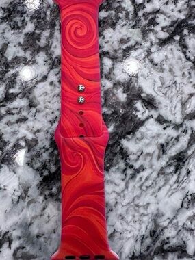Apple Red Swirl Silicone Watch Band